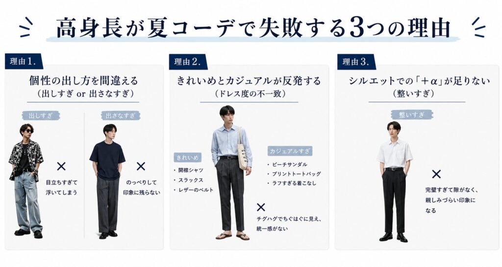 高身長が夏コーデで失敗する3つの理由