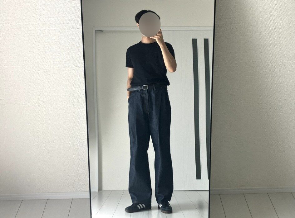 SUBLATIONS 2TUCK WIDE DENIM 182cm正面着用