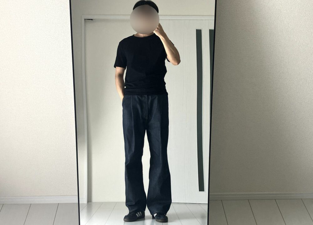 ZARA半袖黒Tシャツ着用正面