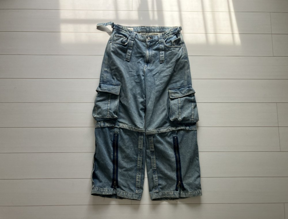 ZARA DETACHABLE CARGO DENIM PANTSを182cmが着用した様子