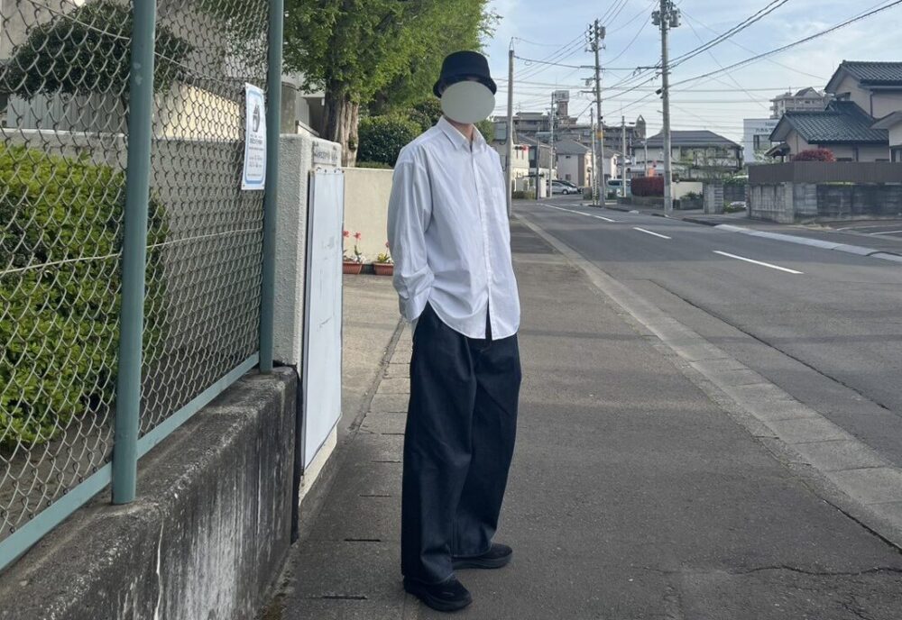 高身長夏コーデ 黒バケハ エアリズム きれい目モード