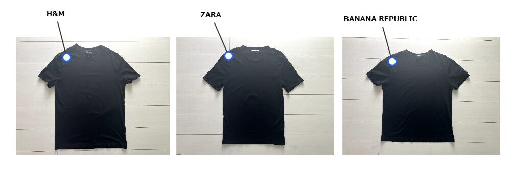 3つの黒Tシャツの比較画像