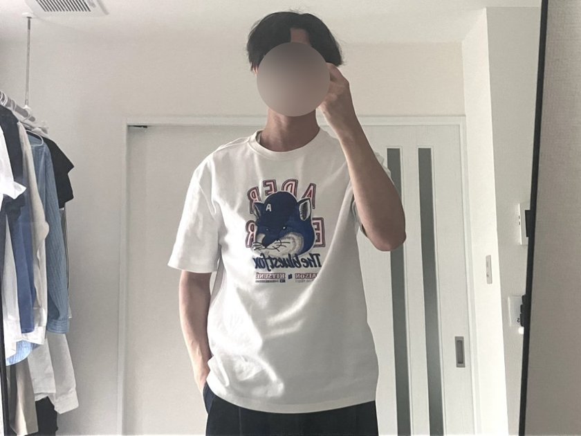 ADER ERROR BKKFWHT01 UNISEX Tシャツ(A2)を182cmが着用した様子