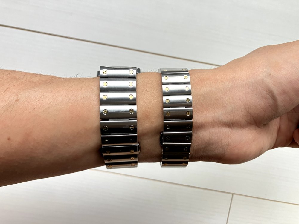 Large.Smallサイズのブレスレットの太さ比較