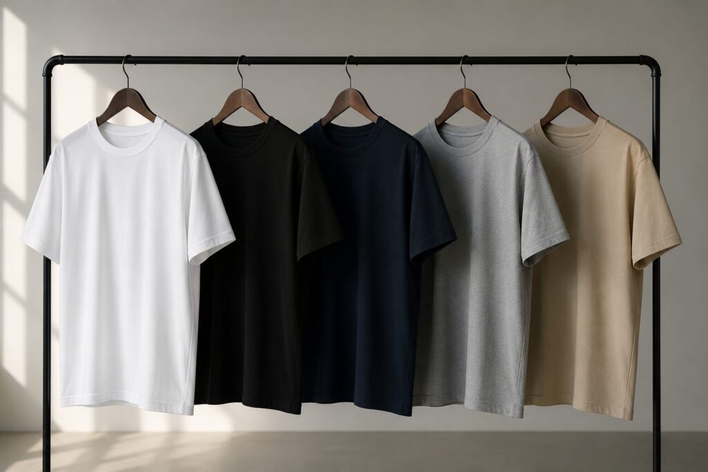 ベーシックカラーのTシャツ