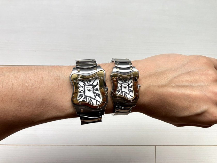 LAPHONT LaurentのLargeとSmallを同じ腕に並べて着けたサイズ比較